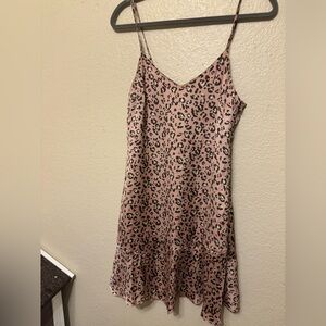 Pink leopard silk slip mini dress size S